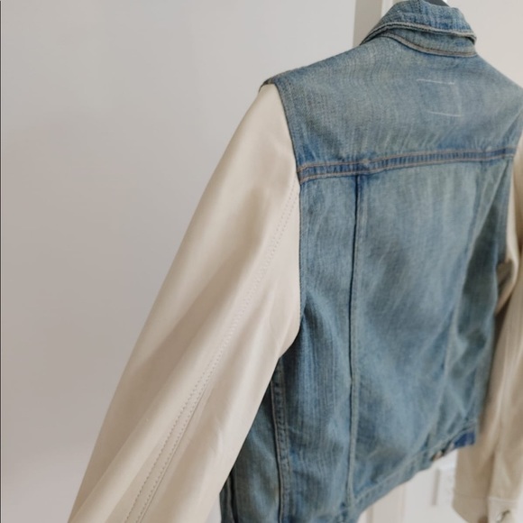 Rag and Bone Denim and Leather Blue/Cream Jacket - Picture 5 of 5